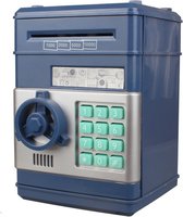 Kluis met Pincode & Geluid - Marine blauw - Spaarpot - Munten & Briefgeld - Automatisch Spaarvarken - Educatief Speelgoed