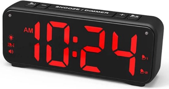 MORIC F1090 - Digitale Wekker voor Slaapkamer - Digitale klok - Dual alarm - Zwart