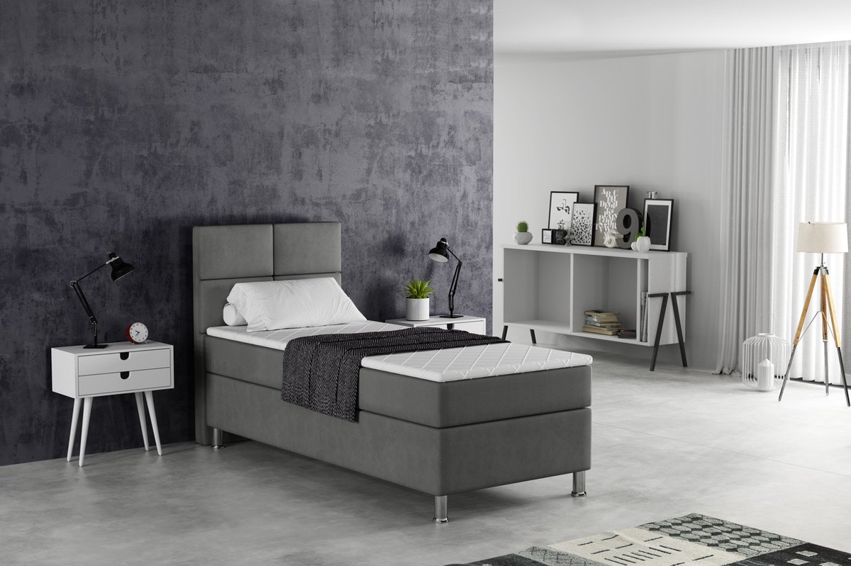 Meuba Napoli Boxspring Antraciet 90x200 Met Topper