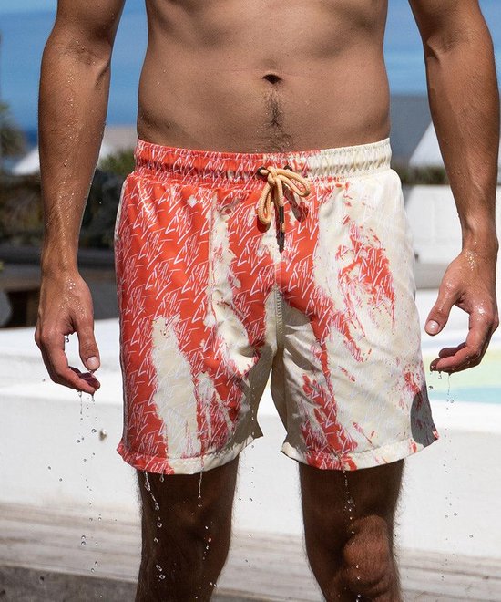 SEA'SONS - Zwembroek Heren - Kleurveranderend - Creativity Print - Koraal Geel- Maat XL