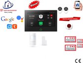 Draadloos/bedraad alarmsysteem met 7-inch touchscreen werkt met wifi,gprs,sms en met spraakgestuurde apps. ST01B