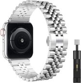 Innerlight® Metal+ - Zilver - 42/44/45/49mm - Metalen bandje geschikt voor Apple Watch - Vlindersluiting - Stainless Steel Watch Band - Roestvrijstaal - Inclusief Inkort Tool - Geschikt als Apple watch bandje voor Series 1/2/3/4/5/6/7/8/9/SE/Ultra