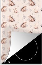KitchenYeah® Inductie beschermer 30x52 cm - Winter - Patronen - Konijn - Beer - Kookplaataccessoires - Afdekplaat voor kookplaat - Inductiebeschermer - Inductiemat - Inductieplaat mat