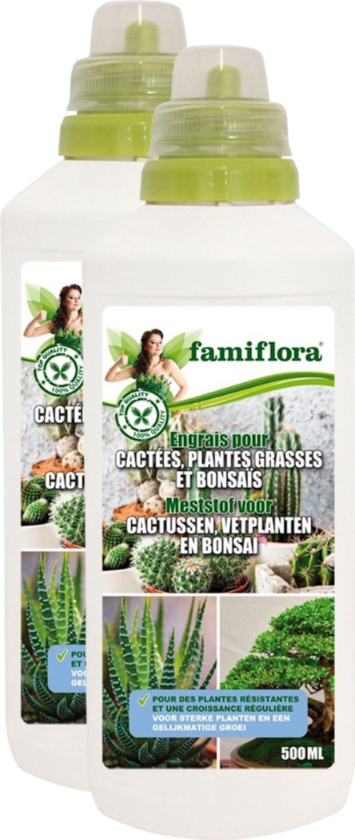 Famiflora vloeibare meststof voor cactussen, vetplanten en bonsaï - 1 liter (2 x 500ML)