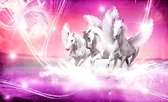 Fotobehang Paarden XXL – Paarden met vleugels - 368 x 254 cm - Roze