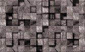 Wood Blocks Texture Black White Photo Wallcovering