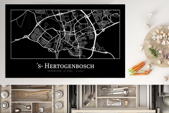KitchenYeah® Inductie beschermer 89.6x51.6 cm - Plattegrond - 's-Hertogenbosch - Stadskaart - Kaart - Kookplaataccessoires - Afdekplaat voor kookplaat - Inductiebeschermer - Inductiemat - Inductieplaat mat