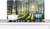 Spatscherm keuken 100x50 cm - Kookplaat achterwand Bomen - Natuur - Bos - Muurbeschermer - Spatwand fornuis - Hoogwaardig aluminium