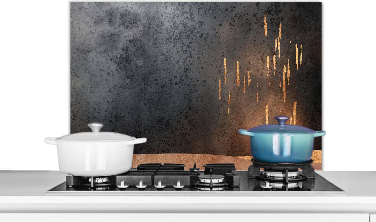 Spatscherm keuken - Design - Luxe - Goud - Abstract - Keuken - Spatwand - 90x60 cm - Achterwand keuken
