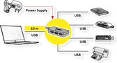 ROLINE USB 3.2 Gen 1 4-port Hub met repeater, zwart, 10 m