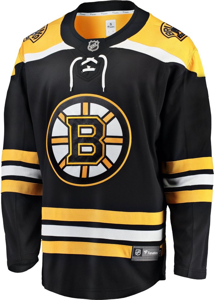 Fanatics - NHL - Boston Bruins - T-shirt - Thuis - Lange mouw - Zwart - Geel - IJshockey - M