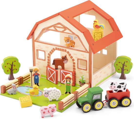 New Classic Toys Houten Speelgoed Boerderij Set met 20 speelfiguren