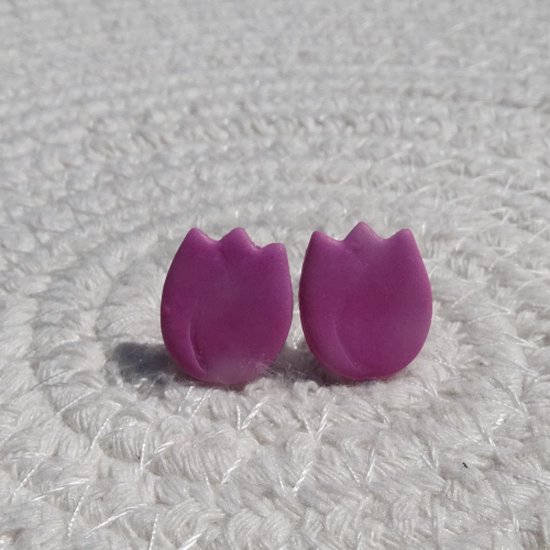 2 Love it Tulip - Clips d'oreilles - 1,3 x 1,3 cm - Acier inoxydable - Lilas - Violet