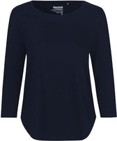 T-Shirt Femme Manches Trois Quarts Col Rond Marine - L