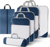 Compression Packing Cubes – 6-delige set – Packing cubes – Koffer organizer set – Travel cubes – Baggage organizer met Compressierits – Backpack organizer – Navy blauw