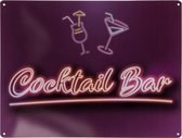 Cocktail -Bar - Metalen bord - Muur - 30x40 cm - mancave