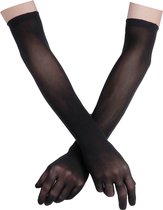 Handschoenen | NaadLoos | Panty stof Zwart mesh onesize Sexy Lange Elastische handschoen