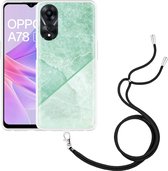 Cazy Hoesje met koord geschikt voor Oppo A78 5G Green Marble