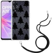 Cazy Hoesje met koord geschikt voor Oppo A78 5G Snowy Christmas Tree