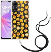 Cazy Hoesje met koord geschikt voor Oppo A78 5G Emoji