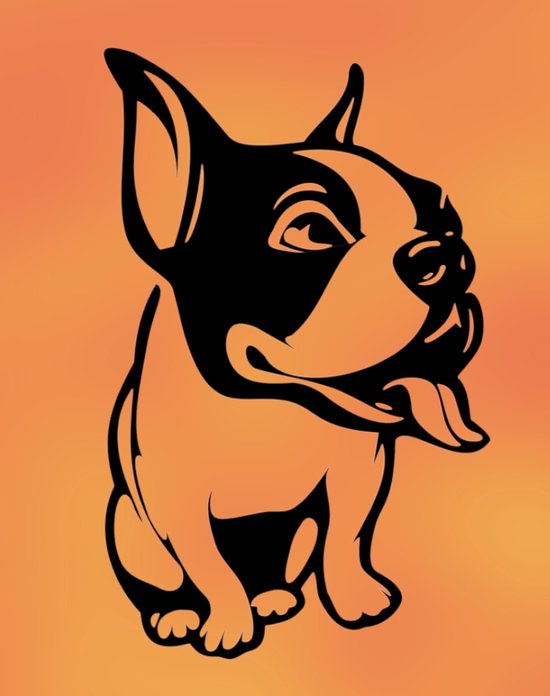 Djemzy - muurdecoratie woonkamer - wanddecoratie - hout - zwart - dieren - hond - Franse bulldog - 6 mm mdf