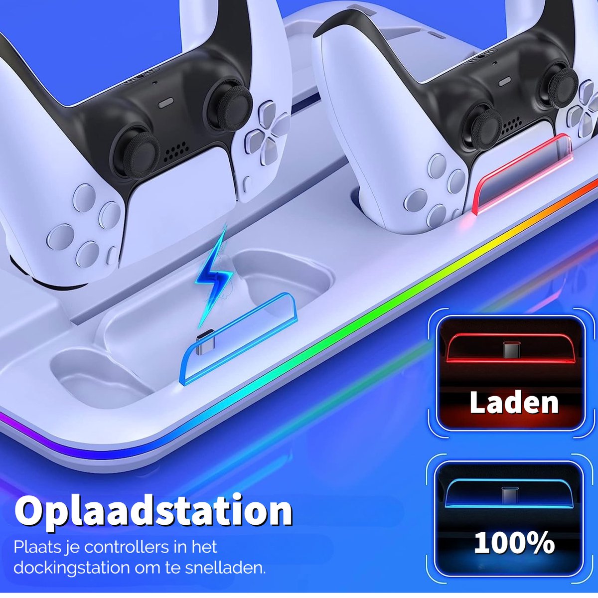 Phreeze Docking Station met Charging Station en Ventilatie - Geschikt voor DualSense Controllers en Sony Playstation 5 - Controller Laadstation – foto 5