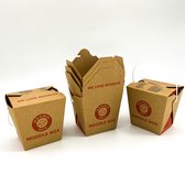 Noodle Box - Asian Food - Wok to go beker - Bruin Kraft - 500 stuks - 26oz 400 ml - Restaurant - Take Away - Noodle - Wok - BIO - Kraft - Bruin - Maaltijd - Maaltijdbakjes - Noedels - Kartonnen bakjes -