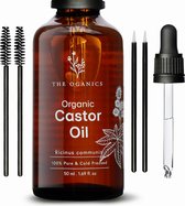 L'huile de ricin THE OGANICS - 100 % Puur- naturelle et pressée à froid | Favorise la croissance des cheveux, des sourcils et des Wimpers, de la barbe, des Ongles - Hydrate et nourrit la peau, raffermit, anti- Vieillissement