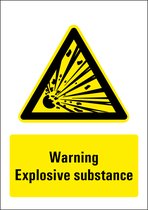 Warning explosive substance bord - kunststof 210 x 297 mm