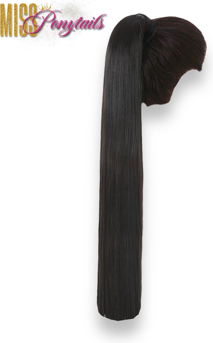 Miss Ponytails - Straight ponytail extentions - 32 inch - Zwart 1B - Hair extentions - Haarverlenging