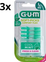 GUM Soft-Picks Comfort Flex Cool Mint Large - 3 x 40 stuks - Voordeelverpakking
