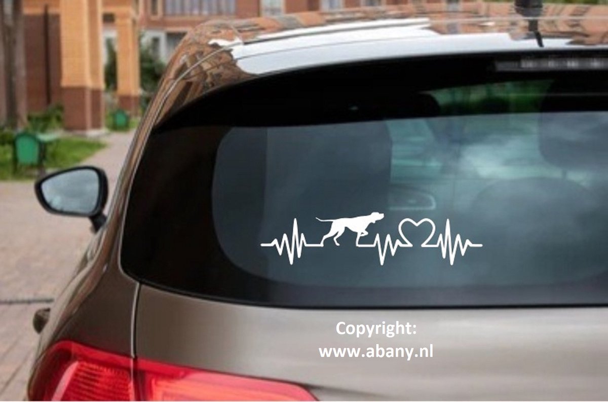 Duitse staande korthaar 3 x – autosticker - sticker voor raam auto deur muur laptop - heartbeat - rashondensticker - hondenlijn – hondenriem - Doglove - Abany quality design