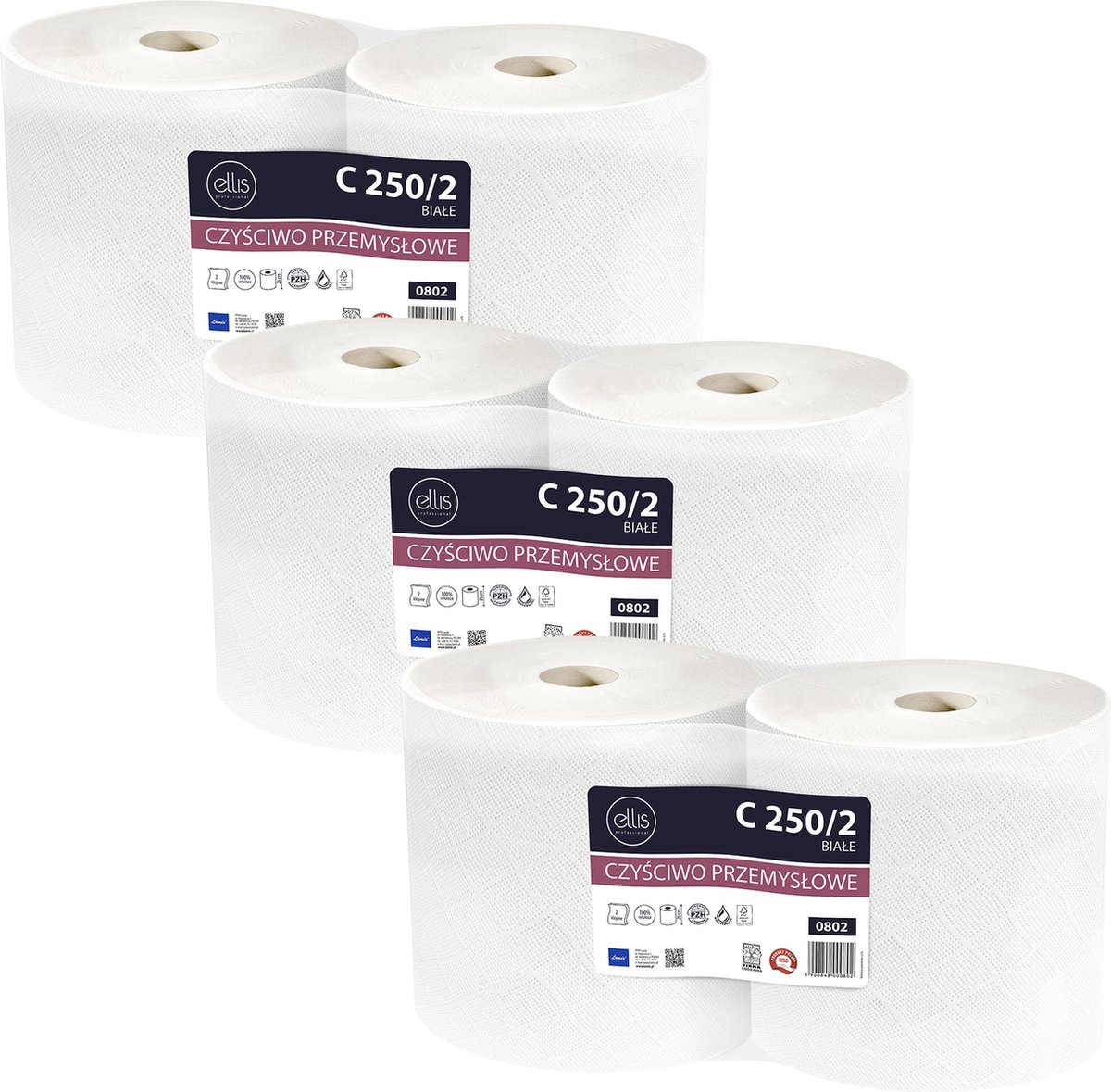 ELLIS Ecoline - Duurzaam, tweelaags cellulose doekje, papieren handdoek / 6 rollen