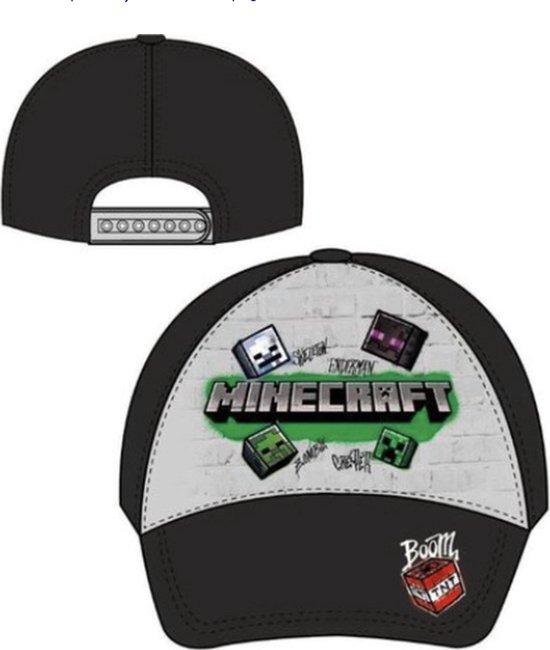 Minecraft cap - pet - zwart - Maat 52 cm