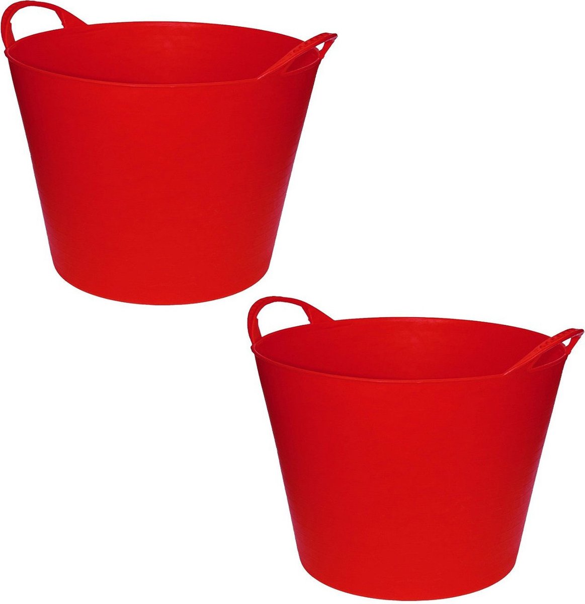 Goedkoopste Flexibele emmer/kuip - 2x stuks - rood - 42 liter - Opbergmand - Wasmand - 45 x 33 cm