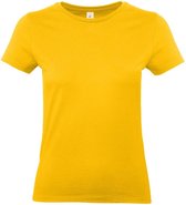 Basic dames t-shirt goud geel met ronde hals - Goud gele dameskleding casual shirts L (40)