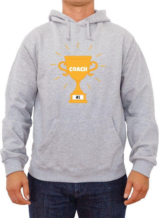 Trui Troffee #1 coach|De beste coach|Fotofabriek Trui Troffee #1 |Grijze trui maat L| Unisex trui met print (L)