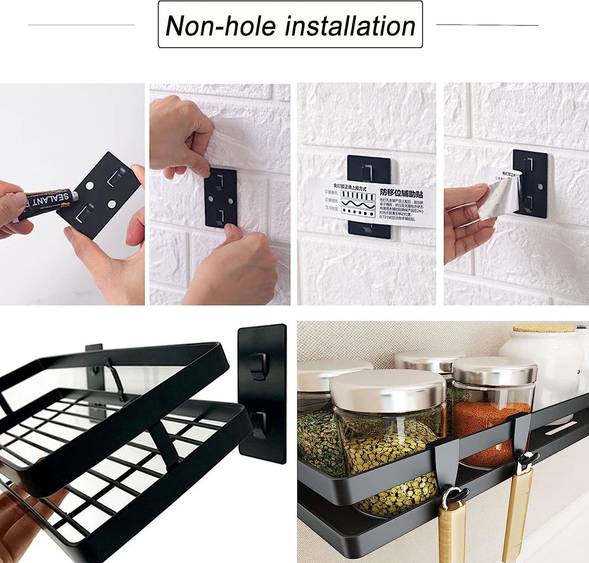 Wand Kruidenrek, Kruidenrek, Keukenplank, Wandorganizer, Keukenhouder, Geen Boren, met