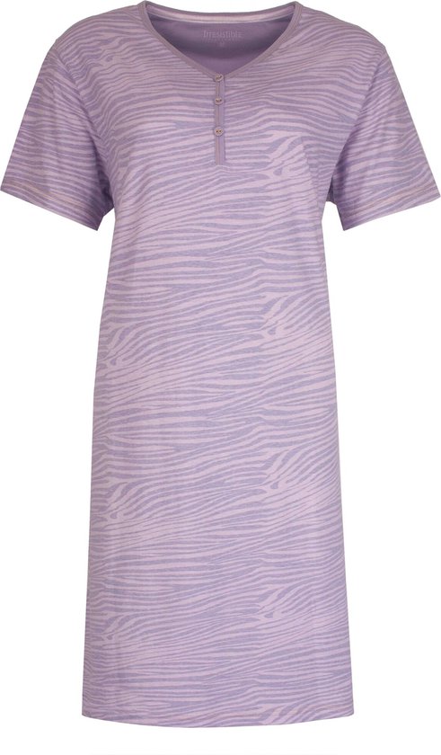 Irresistible Dames Nachthemd - Slaapkleed - Zebra Print - 100% Katoen - Paars - Maat L