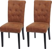 Set van 2 eetkamerstoelen Chesterfield II, keukenstoel, klinknagels ~ imitatiesuède, donkere poten