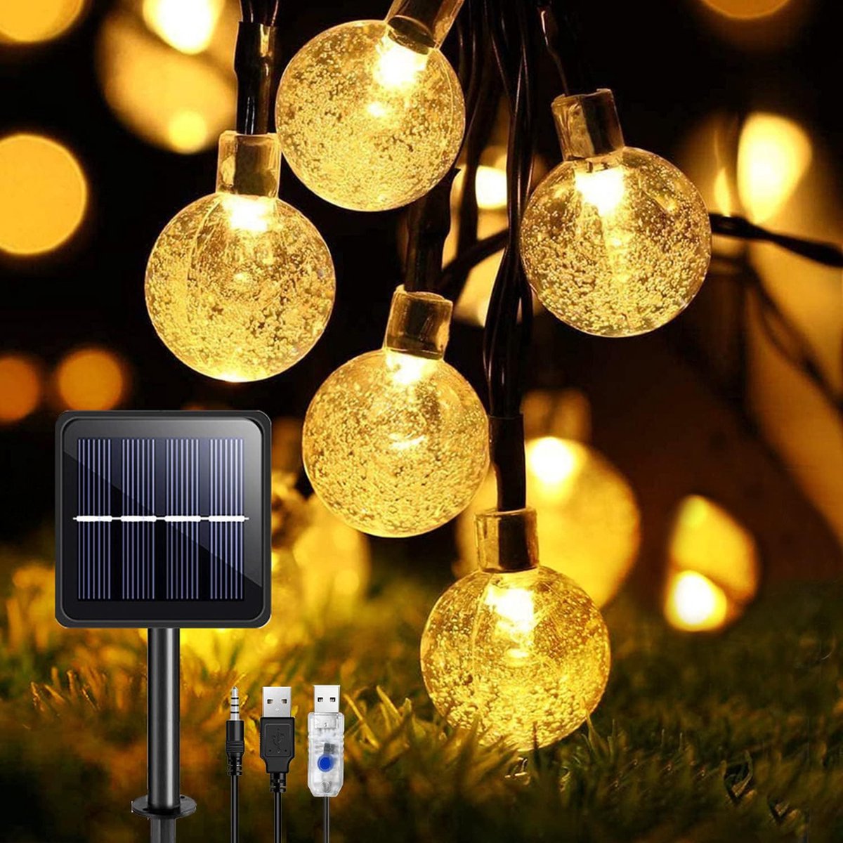 STANBOW Guirlande Lumineuse Solaires Exterieur, 5M 50 LEDs Boules de  Cristal, Imperméable avec 8 Modes d'Eclairage Lumineuses Solaires Exterieur  pour