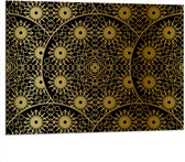 Dibond - Borden met Gouden Geometrische Print - 100x75 cm Foto op Aluminium (Met Ophangsysteem)