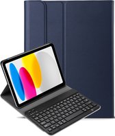Hoes Geschikt voor iPad 2022 Hoes Keyboard Cover Toetsenbord Hoesje - Hoesje Geschikt voor iPad 10 Toetsenbord Hoes - Donkerblauw