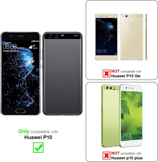Coque Cadorabo pour Huawei P10 en OXYDE NOIR - Coque de protection avec fermeture magnétique et 3 emplacements pour cartes