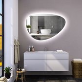 BORELLI - Miroir de salle de bains organique Sara avec LED 60x41cm - Dimmable - 3 positions LED - Surface sans condensation - Qualité durable - Installation facile - Revêtement anti-corrosion