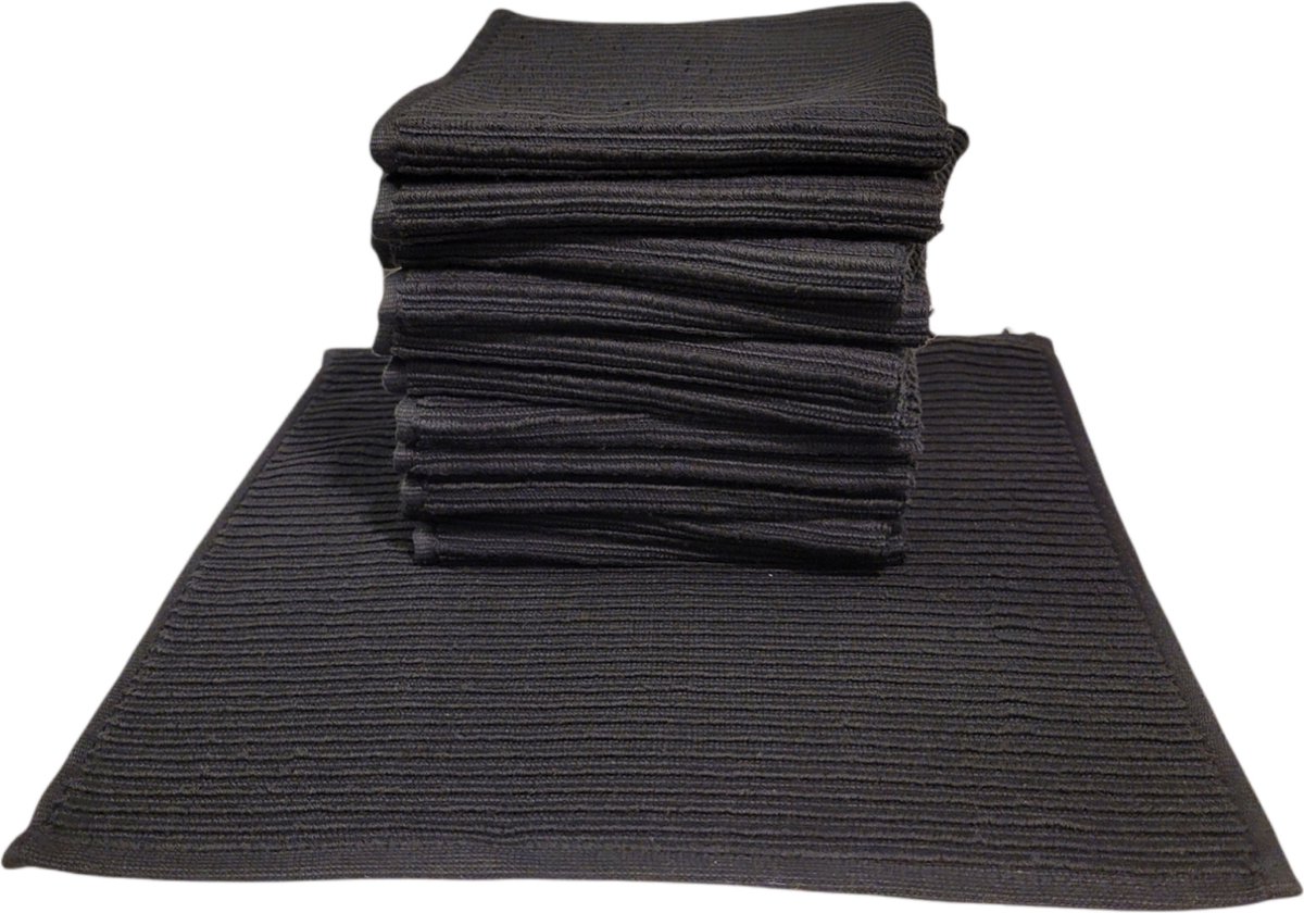 Livello Katoenen Vaatdoek Zwart - set van 12