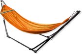 Hamac avec support - Oranje - Pliable et pliable - Cadre en métal - Jusqu'à 200 KG - Incl. Sac en plastique