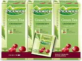 Pickwick Professional groene thee cranberry 25 zakjes à 1,5 gr per doosje, doos 3 doosjes