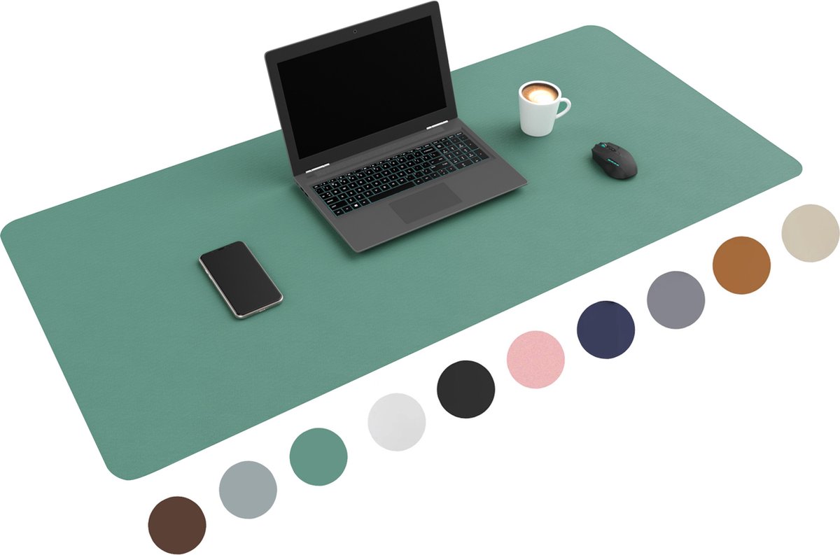 WURK Muismat 120x60 - XXL - Bureau Onderlegger - Bureau Organizer - Bureaumat - Inclusief Kabel Clip – Turqoise