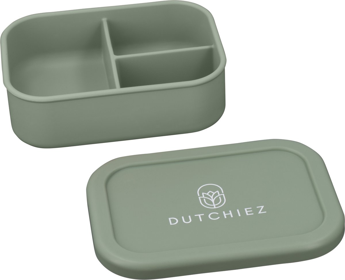 Dutchiez- Siliconen Lunchbox- Sage Green - Lunchbox voor kinderen - Snackbox voor volwassenen - BPA vrij